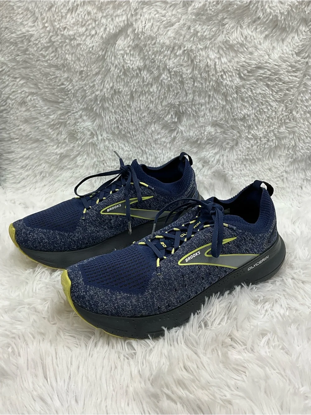 Brooks Glycerin Sneakers Size 11 Blue Navy Yellow Stealthfit 20 Running Shoe